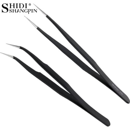 1 pcs Black Grafted individual Eyelash Tweezers Lashes Extension Curved Straight False eyelash eyebrow tweezers Makeup tool