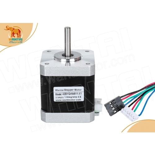 DE&EU FREE! Wantai 1PC Nema 17 Stepper Motor 42BYGHW811-X1 with sinfgle shaft, connector 4800g.cm 48mm 2.5A