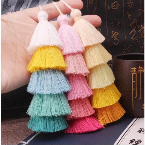 2PCS DIY 5 layer cotton Tiered Earrings tassels Pendant jewelry Making Accessories