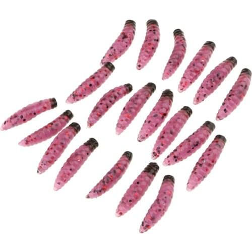 20pcs Soft Fishing Lures Wax Worms Artificial Bee Moth Silicone Larva Wiggler Glow Maggot Grub Lure Baits