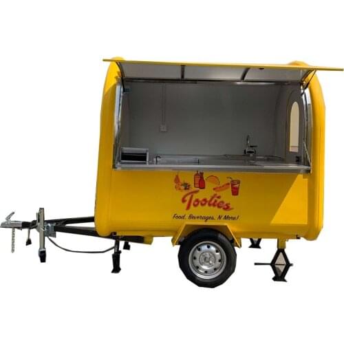 220m yellow with logo street mobile vending food cart for ice cream food trailer free shipping by sea