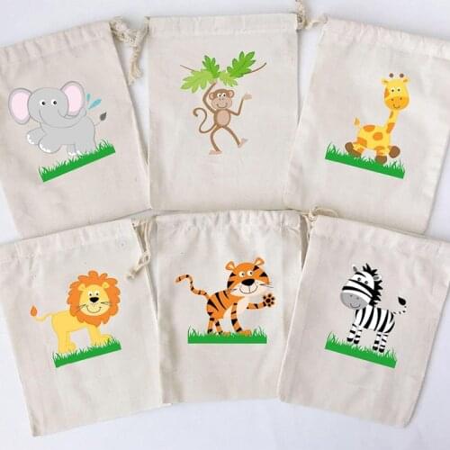 5pcs Woodland jungle Safari forest animal themed wild one first 1st Birthday party baby shower decoration favor candy gift bag