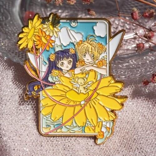 Anime Cardcaptor Sakura Kinomoto Sakura Tomoyo Daidouji Metal Badge Botton Brooch Pin Canvas Bag Acc Original