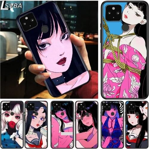 Anime illustration Girl Shockproof Cover for Google Pixel 5 4 5A 4A XL 5G Black Phone Case Shell Soft Fundas Coque Capa
