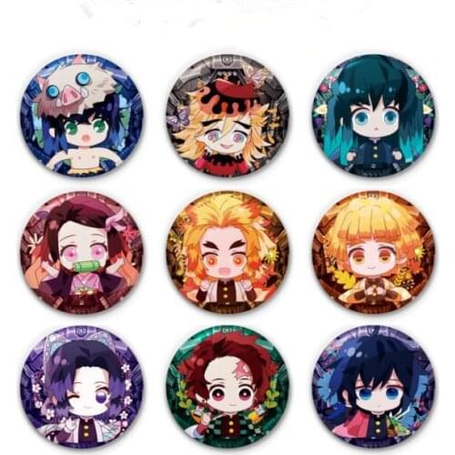 Anime Demon Slayer: Kimetsu No Yaiba Kamado Tanjirou Cosplay Badge Cartoon Collect Backpacks Bags Badges Button Brooch Pins