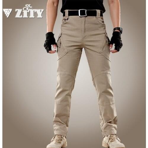 Mens Cargo Pants Cotton Urban Combat Tactical Pants Men Casual Multi-Pocket Military Trousers Outdoor Hiking Sweatpants