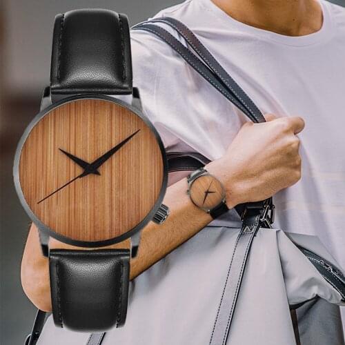 Wooden Dial Ladies Watches Simple Brand Genuine Leather Strap Watches Woman Men Clock Montre Femme Relogio Feminino Relojes
