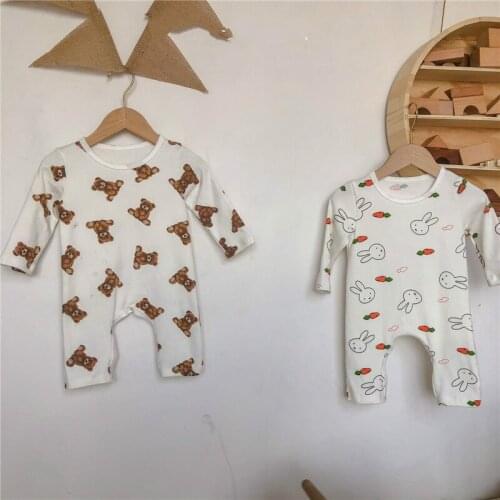 8315 Baby Clothes Newborn Bodysuit Autumn New 2021 Long Sleeve Cartoon Bear Animal Boys One Piece Clothes Girls Home Clothes