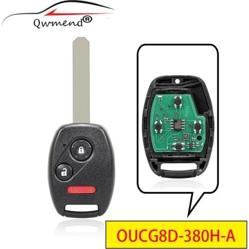 QWMEND Car Entry Remote Key 2+1Buttons 313.8Mhz With ID46 Chip OUCG8D-380H-A Fob For Honda Accord Fit Civic Odyssey 2003-2007