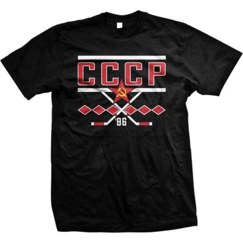 Cccp 1986 World Championships Soviet Union Ice Hockeyer Team Mens T-Shirt summer Style New T Shirt Men O-Neck Tops Tees Summer