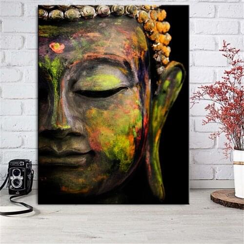 Buddha Colorful Head of Buddha Canvas Painting Modern Posters and Prints Wall Art Pictures for Living Room Decor Home Decoration