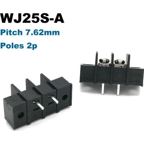 50pcs Pitch 7.62mm Barrier PCB Terminal Block Straight Pin 2P morsettiera connectors bornier with Screw holes 300V 15A 14AWG