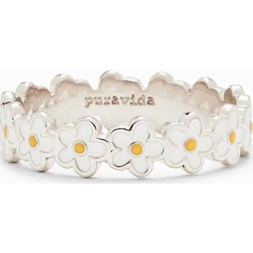 Tiny Flower Daisy Epoxy Finger Ring Fashion Romantic for Women Wedding Party Engagement Date Ring Jewelry Trendy Gift for Wife