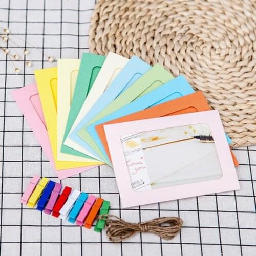 SUEF 3Inch Combination Paper Frame with Clips and Rope Frame for Pictures DIY Hanging Picture Album Home Decor Wall Photo Frame