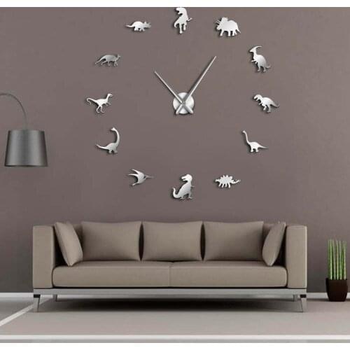 Creative Jurassic Dinosaurs 3D Wall Clock Mirror Wall Stickers DIY Wall Clocks Removable Art Decal Home Living Room Decor Clock