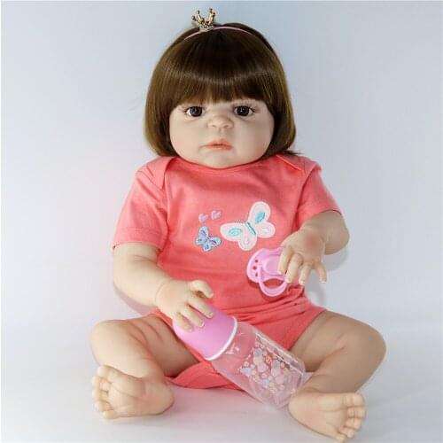 Bebe doll toys for children 23"57cm full silicone reborn baby doll girls wholesale can bathe realista boneca reborn