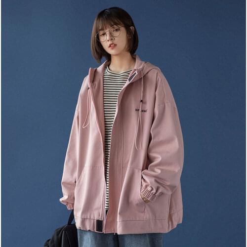 2021 Spring Thin Jacket Trend Loose Harajuku Japanese Spring and Autumn Tooling Casual Hooded Jacket Women