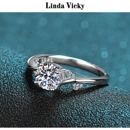 LINDA VICKY 1ct Moissanite Women Rings Silver Senior Jewelry Girl Luxury Gift Excellent Cutting Diamond Sterling Engagement Ring