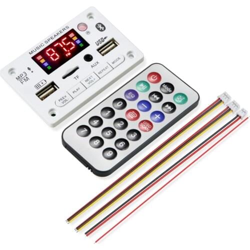 ARuiMei Microphone Handsfree 5v-12v Bluetooth5.0 MP3 Decoding Board Module Wireless Car USB MP3 Player TF Card Slot / USB / FM