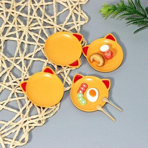 Cute Mini 1/6 Scale Dollhouse Miniature Cat Dish Pretend Play Kitchen for Barbies BJD Doll Food Toy Accessories