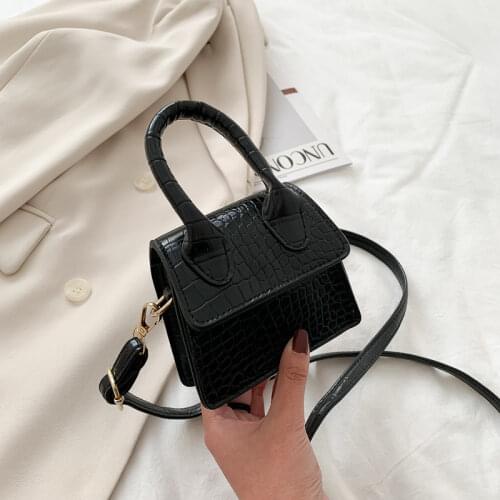 Mini Tote Bag Crocodile Pattern Flip Messenger Crossbody Bag Female Simple Shoulder Bag Small Square Lady Handbag 2020 New