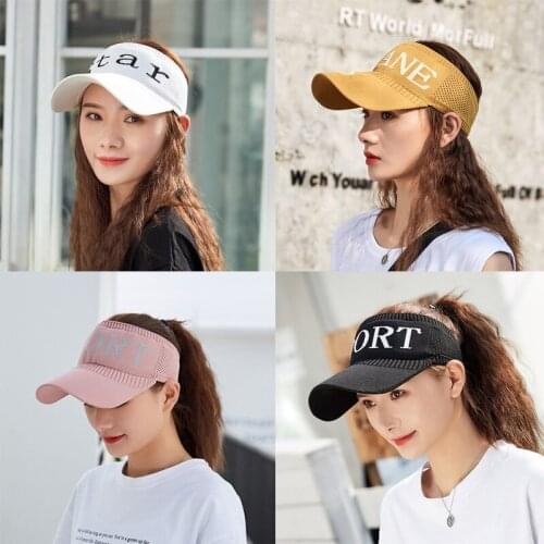 Fashion Women Men Outdoor Sports Empty Top Knitted Sun Hat Letter Star Embroidery Baseball Cap Running Riding Sunscreen Chapeau