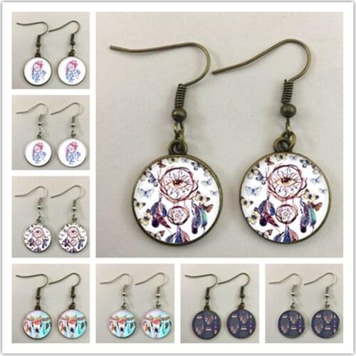 Fashion Simple Dream Catcher Earrings Colored Feather Dream Catcher Earrings Charm Women Accessories Gift