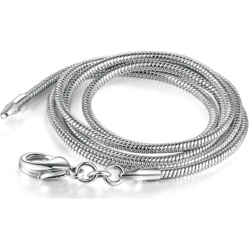 MxGxFam ( 16-32 inches x 1 / 2 mm) Long White Snake Chain For Women Men White Gold Color Fashion European Style