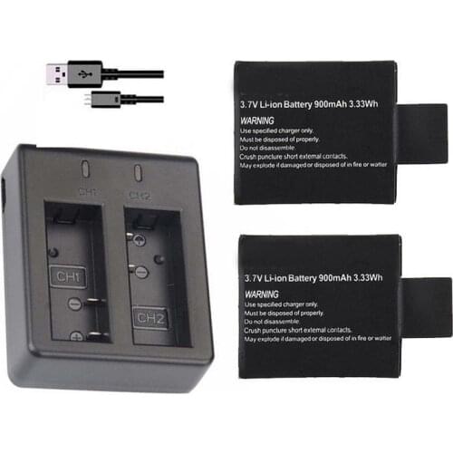 Set 3.7V 900mAh Battery with Dual Port Battery Charger for Sjcam M10 Sj4000 Sj5000 PLUS Sj7000 Action Camera Accessory