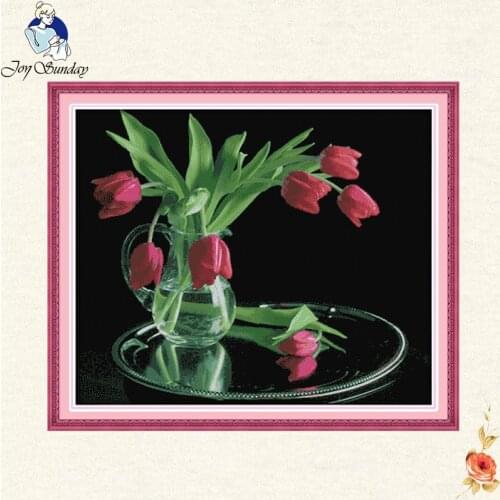 Beautiful tulip Counted DIY Cross Stitch kits , Full Embroidery Handwork Needlework Set, Home Decoration Send Accessory Tools