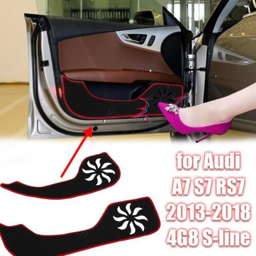 Carpet Decal Trim Protection Polyester Car Door Anti Kick Pad Sticker for Audi A7 S7 RS7 2013-2018 4G8 S-line Protective Mat