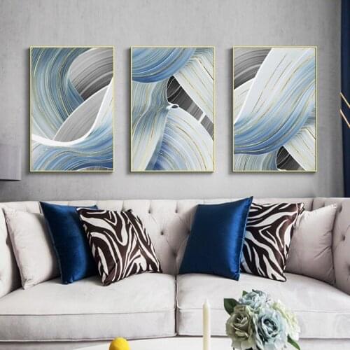 Nordic Poster Blue Abstract Canvas Art Print Modern Wall Painting Decoration Pictures For Living Room Scandinavian Home Decor