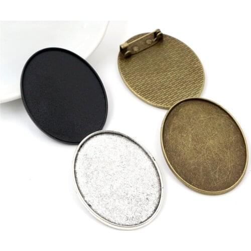 New Fashion 5pcs 30x40mm Inner Size Black and Antique Silver Plated Bronze Plated Pin Brooch Simple Style Base Setting Pendant