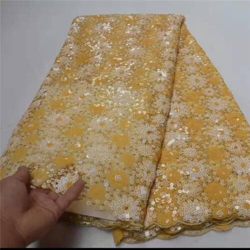 New Sequins Lace Fabric 2019 High Quality Latest Sequins African Lace Fabric Wedding French Tulle Lace Fabric Nigerican Wedding