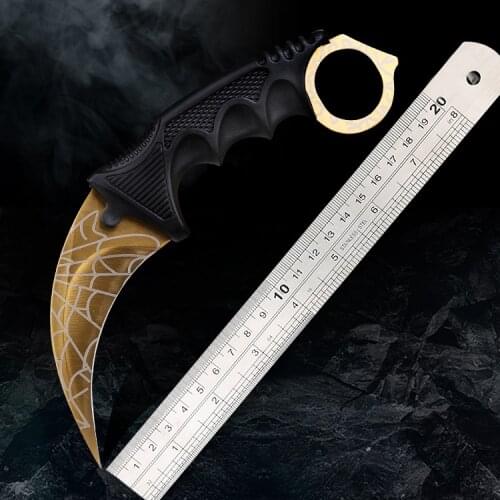 Cs go Karambit Knife Fixed Blade Hunting Knife with Sheath Self-defense Survival Tactical Outdoor Camping Tool EDC Claw Knives