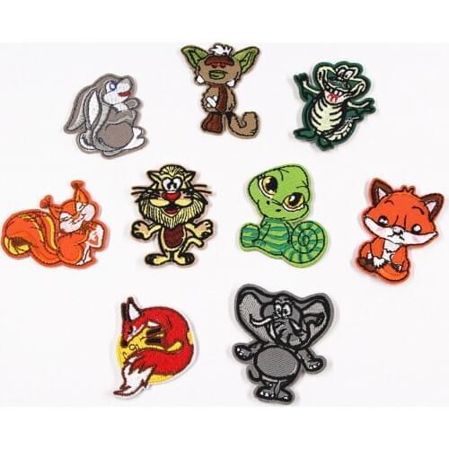 PGY Cute Rabbit Dinosaur Embroidered Patches for Clothing Iron on Clothes Patch DIY Cartoon Animal Applique Stickers Badges