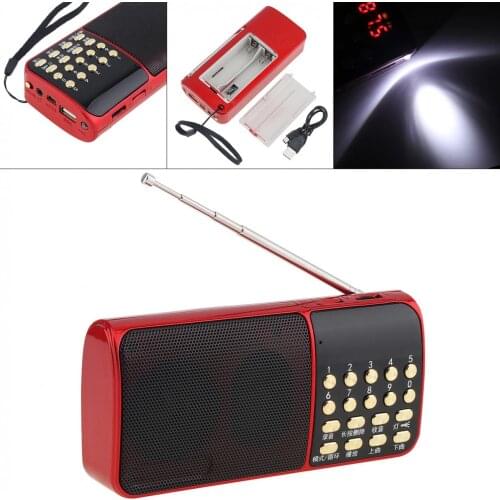 E51 Portable Radio Mini Audio Card Speaker FM Radio with One-button Illumination and Breakpoint Memory for Outdoor / Home