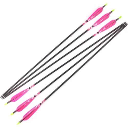 Pink Turkey Feathers 6/12/24pcs 80cm Mix Carbon Arrow Diameter 8.1mm For Compound Bow Archery Hunting Shooting