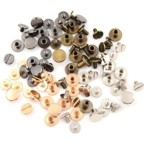 Solid Brass Button Screws Stud Screw Nail Screwback For Leather Rivet Belt DIY Gold 5/6.5/8mm Optional 10set/Lot