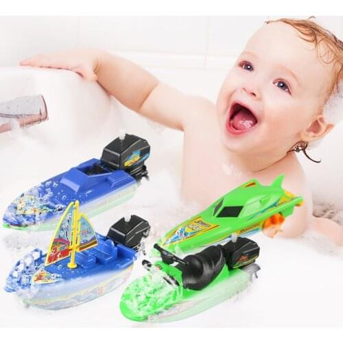 Wind Up Clockwork Float in Water Speed Boat Ship Children Bath Toys Random Color Kids Pool Swimming Bathtub Bath Toys