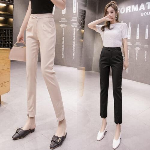Women 2021 Spring Summer Pencil Pants Female High Waist Office Trousers Casual Ladies Slim Bodycon Pants Elastic Pantalones B183