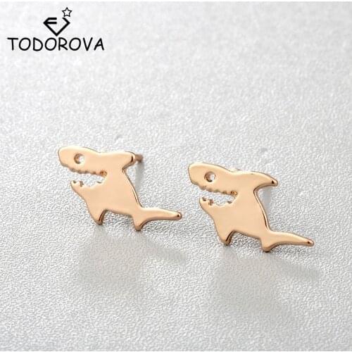 Todorova Cute Shark Stud Earrings for Women Animal Fish Earrings Fashion Jewelry