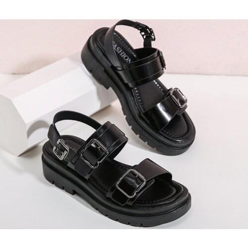 Women Flat Sandals Gladiator Buckle Soft Jelly Shoes Female Casual Ladies Thick Sole Woman Beach Shoes 2021 Summer Footwear