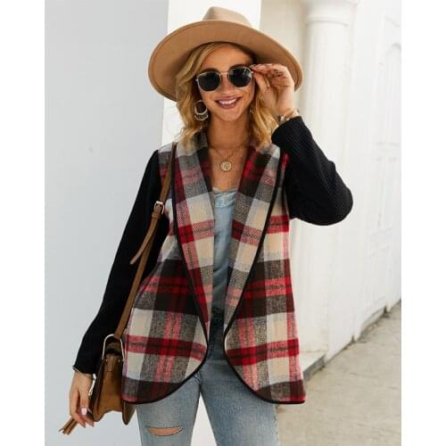 Women Blazer Long Sleeve Plaid Cardigan Blazers Sweater Coat Jacket Office Lady Elegant Blazers Women Fashion Spring Costume