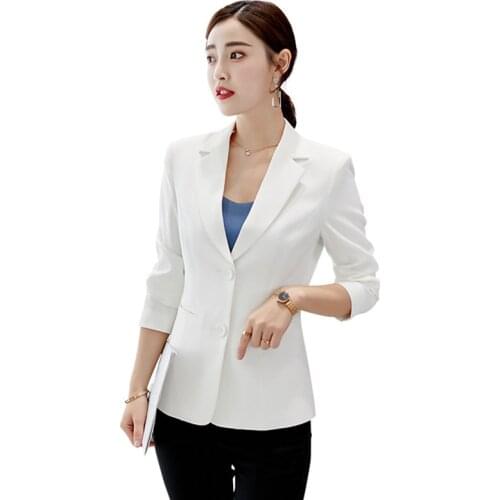 Ladies Office Workwear Blazers Womens Solid Color Color White Long Sleeve Blaser Feminino Elegant Business Suit Jacket