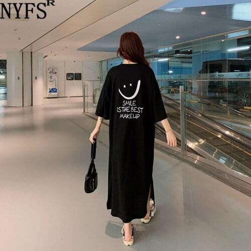 NYFS Summer Dress 2021 Korean New Loose Simple Woman Dress Vestidos Robe Elbise Fashion Letter Printing Dresses