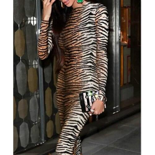 2020 New Vintage Leopard Mini Dress Women Long Sleeve Cocktail Party Bodycon Club Sexy Dresses Fashion Pencil Dress Vestidos