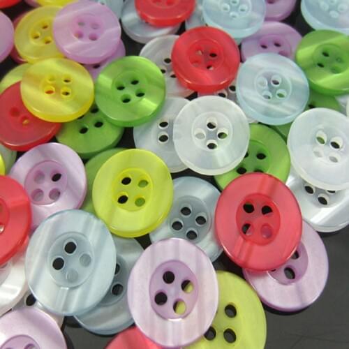100pcs 5/8" Mixed Shining 4-Holes Resin Sewing Button Garment Accessories 15.0mm