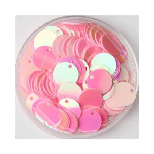 1000pcs/lot 12mm Large Round Sequins PVC Flat Round Sewing Embellishment DIY With Side Hole Craft Accessory Pink AB Confetti