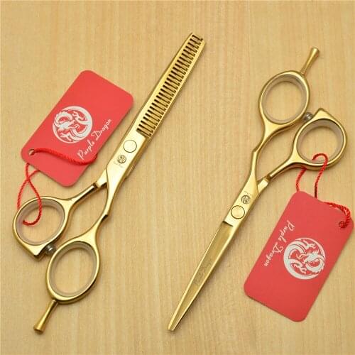 1014Z 5.5'' Purple Dragon Golden Color TOP GRADE Hairdressing Scissors Japan 440C Cutting Scissors Thinning Shears Hair Scissors